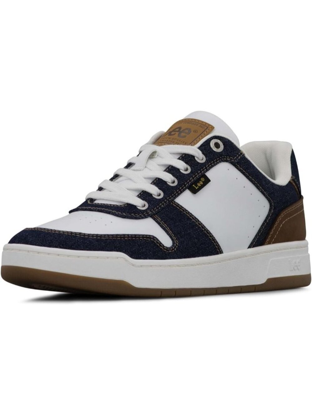 Lee Men's White Navy Moc Toe Imported Lace Up Specter Court Sneakers Shoes